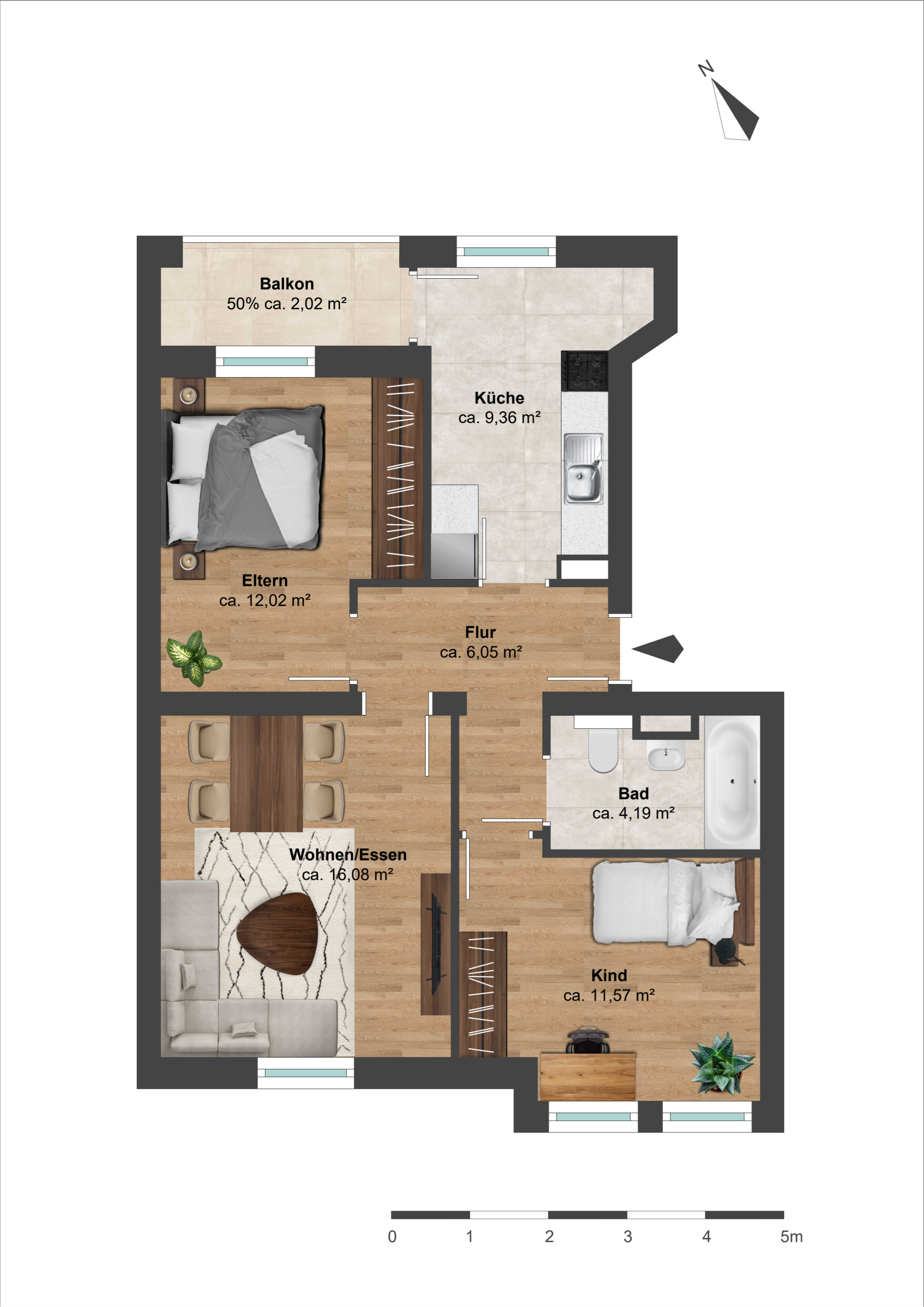 Wohnung zum Kauf 139.500 € 3 Zimmer 59,3 m²<br/>Wohnfläche 3.<br/>Geschoss Eutritzsch Leipzig 04129