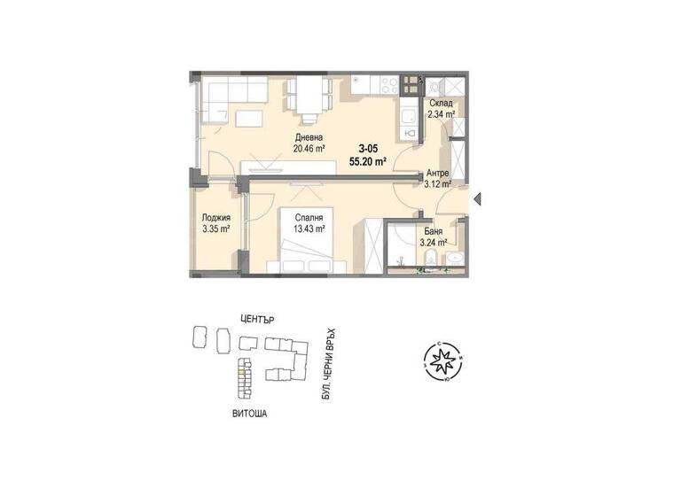 Studio zum Kauf 152.847 € 2 Zimmer 64 m² Sofia