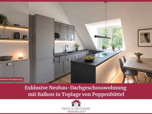 Wohnung zur Miete - Erstbezug 2.400 € 2 Zimmer 96,5 m² Poppenbüttel Wandsbek 22399