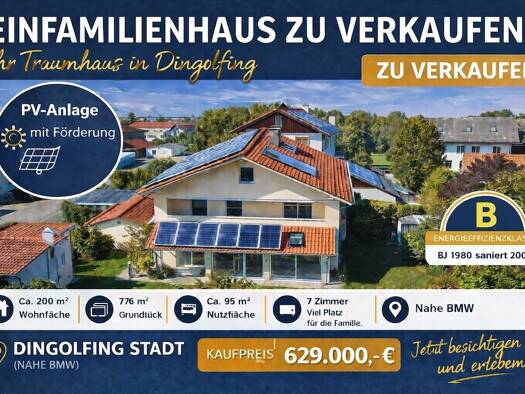 Einfamilienhaus zum Kauf 629.000 € 7 Zimmer 200 m² 776 m² Grundstück Dingolfing 84130