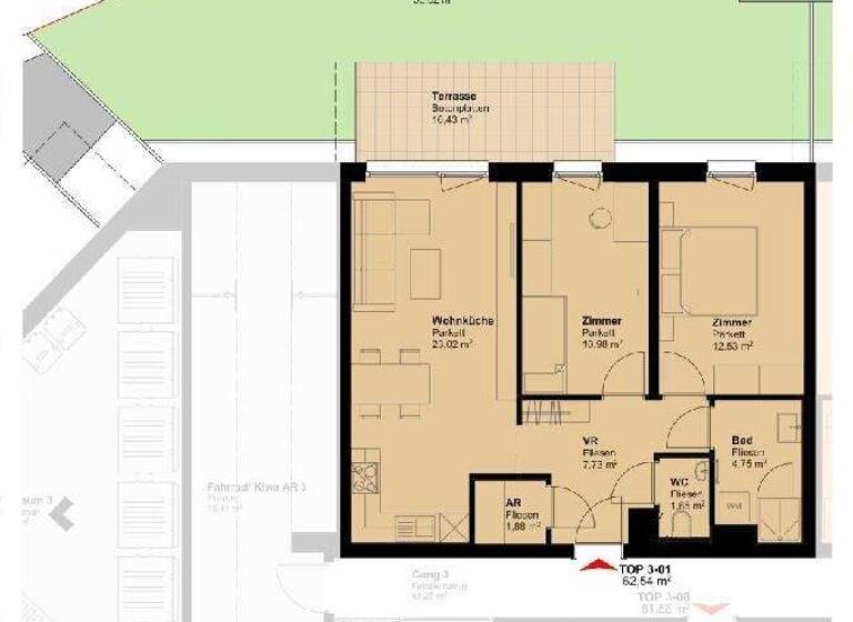 Wohnung zum Kauf - Erstbezug 345.000 € 3 Zimmer 62,5 m² frei ab sofort Gerasdorf 2201