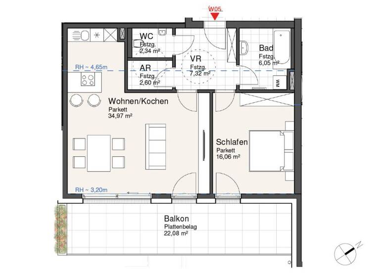 Wohnung zum Kauf provisionsfrei 626.046 € 2 Zimmer 69,3 m² Tiefgraben 5310