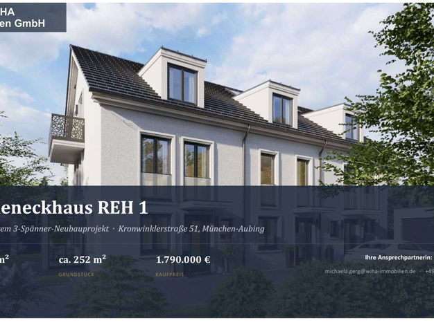 Reihenendhaus zum Kauf - Erstbezug als Kapitalanlage geeignet 1.790.000 € 6 Zimmer 156 m² 252 m² Grundstück Kronwinkler Straße 51 Aubing-Lochhausen-Langwied München 81245