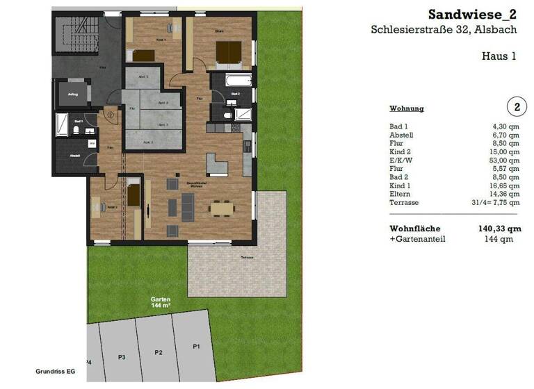 Wohnung zum Kauf - Erstbezug 678.000 € 4 Zimmer 140 m² EG Sandwiese Alsbach-Hähnlein / Sandwiese 64665