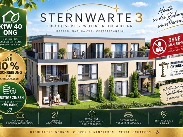 Wohnung zum Kauf - Erstbezug provisionsfrei 328.200 € 3 Zimmer 70,6 m² 1. Geschoss frei ab 01.12.2027 Zeilheck Aßlar Aßlar 35614
