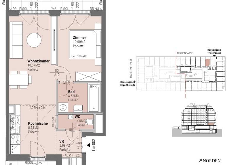 Wohnung zum Kauf - Erstbezug 273.800 € 2 Zimmer 45 m² 1. Geschoss frei ab 30.06.2028 Traisengasse 20-22 Wien 1200