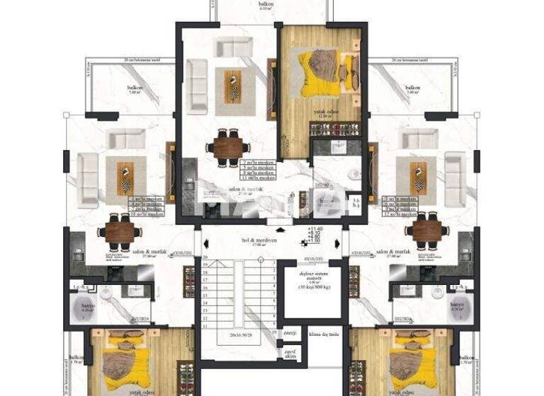 Studio zum Kauf 155.000 € 2 Zimmer 52 m² 2. Geschoss inönü Cad. Alanya 07400