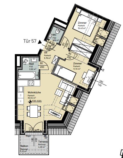 Wohnung zur Miete 1.116 € 3 Zimmer 69 m²<br/>Wohnfläche Wien 1210