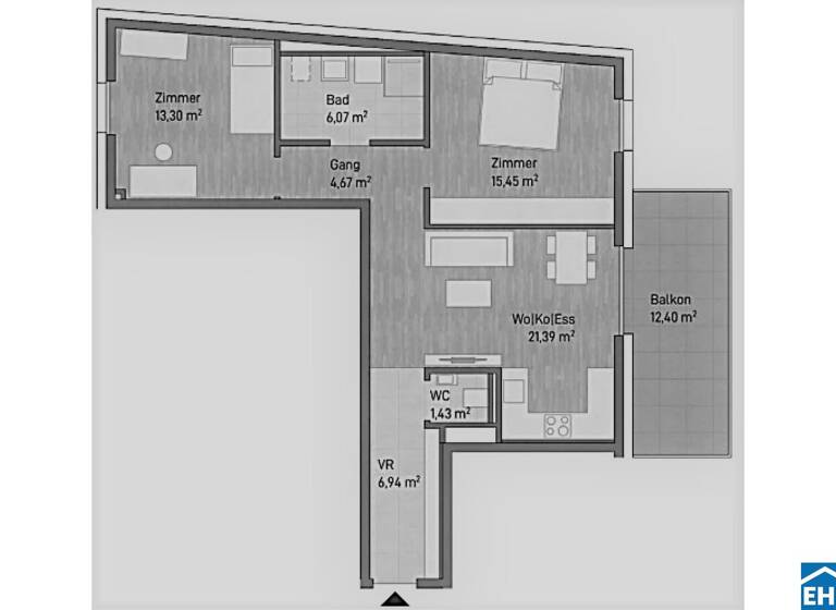 Wohnung zum Kauf - Erstbezug 349.000 € 3 Zimmer 69,3 m² 1. Geschoss Eggenberg Graz 8020