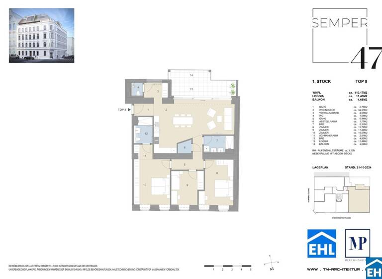 Wohnung zum Kauf - Erstbezug 1.045.000 € 4 Zimmer 110,2 m² 1. Geschoss Semperstraße Wien 1180
