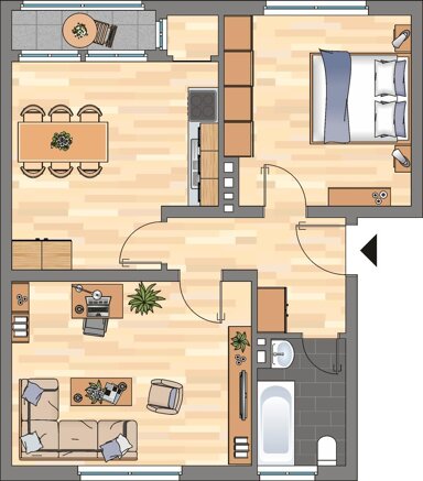 Wohnung zur Miete 429 € 2 Zimmer 61,4 m² 1. Geschoss Athenstraße 23 Heppens Wilhelmshaven 26384