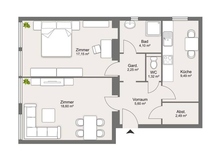 Wohnung zum Kauf 275.000 € 2 Zimmer 56,9 m² 2. Geschoss Hofwiesengasse Wien,Hietzing 1130