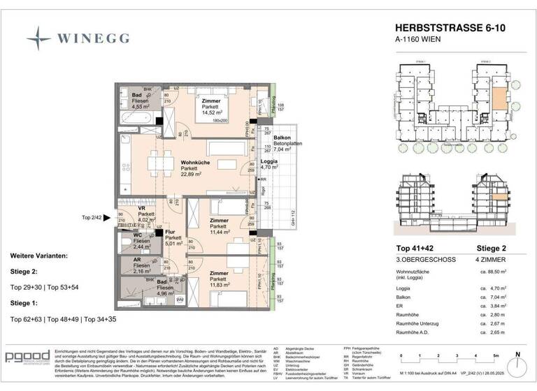 Wohnung zum Kauf - Erstbezug 643.600 € 4 Zimmer 88,5 m² 2. Geschoss Herbststraße 6-10 Wien 1160