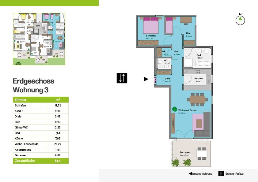 Terrassenwohnung zum Kauf provisionsfrei 406.500 € 3,5 Zimmer 84,4 m²<br/>Wohnfläche EG<br/>Geschoss Flözlingerstraße 5 Zimmern Zimmern ob Rottweil 78658