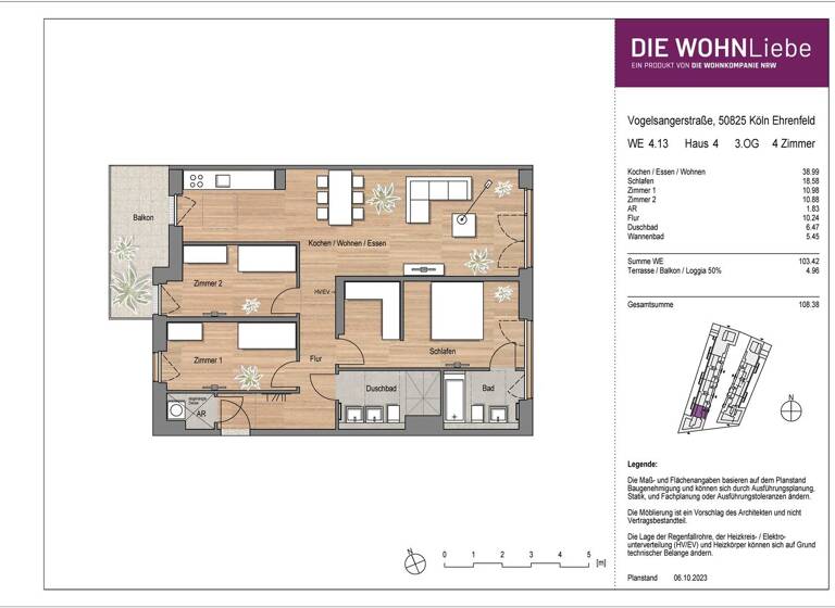 Wohnung zum Kauf - Erstbezug provisionsfrei 824.900 € 4 Zimmer 108,4 m² 3. Geschoss Vogelsanger Straße 271 Ehrenfeld Köln 50825