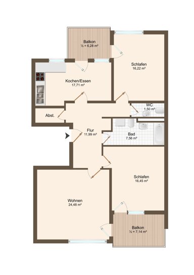 Wohnung zum Kauf 278.000 € 3,5 Zimmer 99 m² Brombach Lörrach 79541