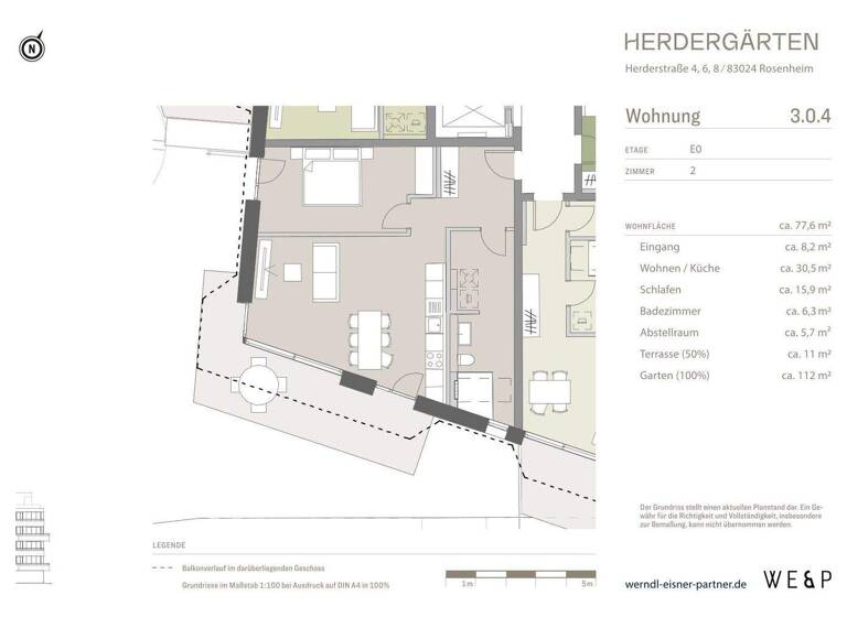 Wohnung zur Miete - Erstbezug 1.500 € 2 Zimmer 78,9 m² EG frei ab 01.06.2026 West Rosenheim 83024