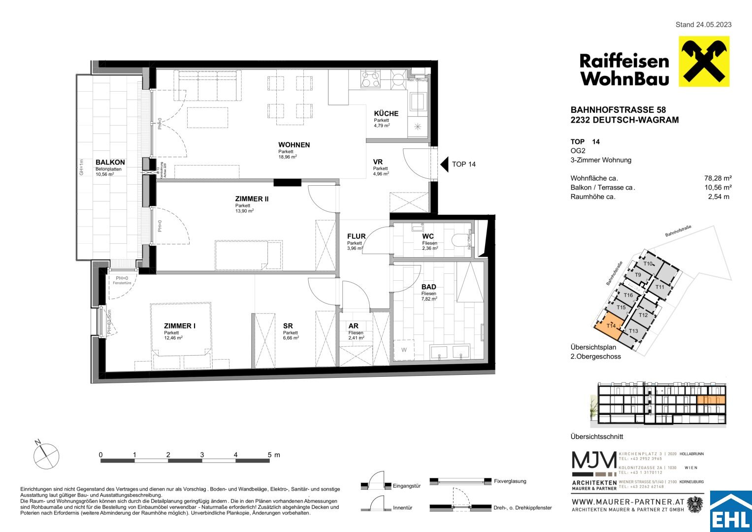 Wohnung zum Kauf 352.420 € 3 Zimmer 78,3 m²<br/>Wohnfläche 2.<br/>Geschoss Bahnhofstraße Deutsch-Wagram 2232