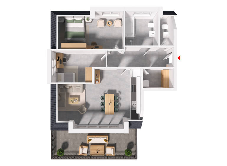 Wohnung zum Kauf - Neubau provisionsfrei 363.000 € 3 Zimmer 85,9 m²<br/>Wohnfläche Dachgeschoss, 2.<br/>Geschoss ab sofort<br/>Verfügbarkeit Wersen Lotte 49504