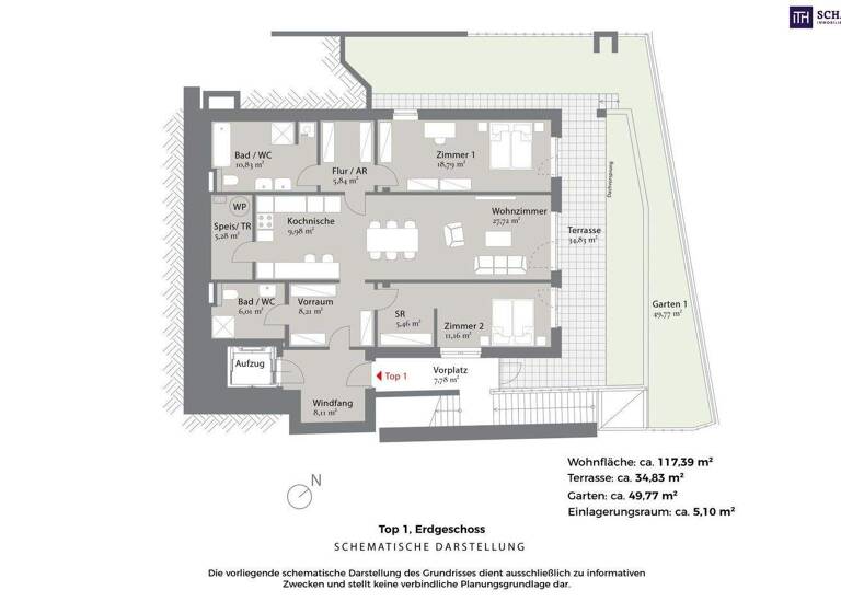 Wohnung zum Kauf 739.000 € 3 Zimmer 117,4 m² EG Wiener Straße Klosterneuburg 3400