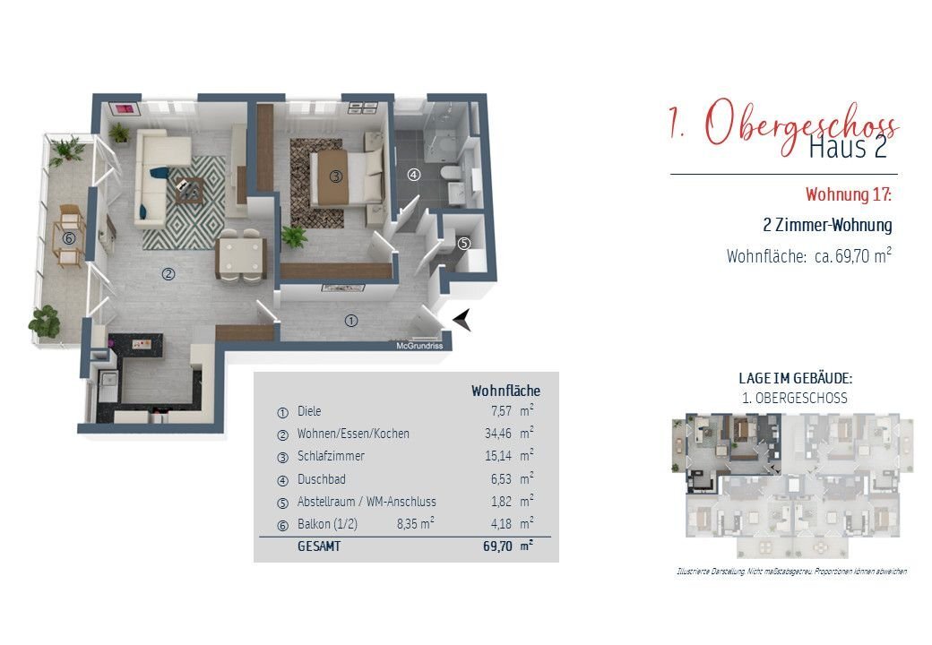 Wohnung zum Kauf provisionsfrei 589.000 € 2 Zimmer 69,7 m²<br/>Wohnfläche 1.<br/>Geschoss Bürgermeister-Krug-Weg 1 + 3 Olching Olching 82140