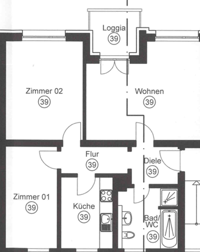 Wohnung zur Miete 1.150 € 3 Zimmer 74 m²<br/>Wohnfläche 2.<br/>Geschoss ab sofort<br/>Verfügbarkeit Liegnitzer Straße 6 Sebaldus Erlangen 91058