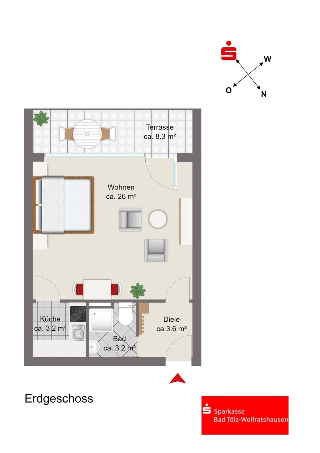 Wohnung zum Kauf 220.000 € 1 Zimmer 40 m²<br/>Wohnfläche Gmund 83703