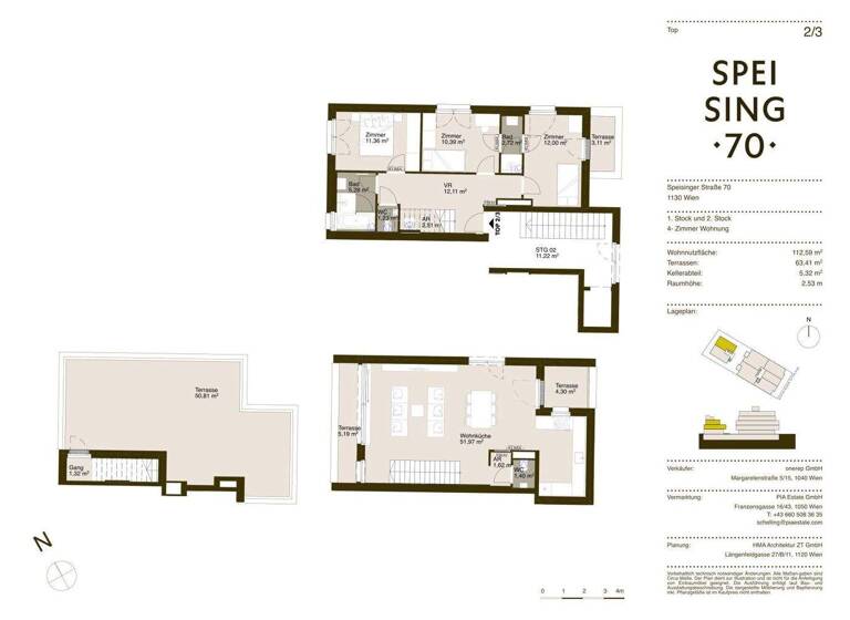 Maisonette zum Kauf - Erstbezug 1.250.000 € 4 Zimmer 110,9 m² frei ab 01.06.2026 Speisinger Straße Wien 1130