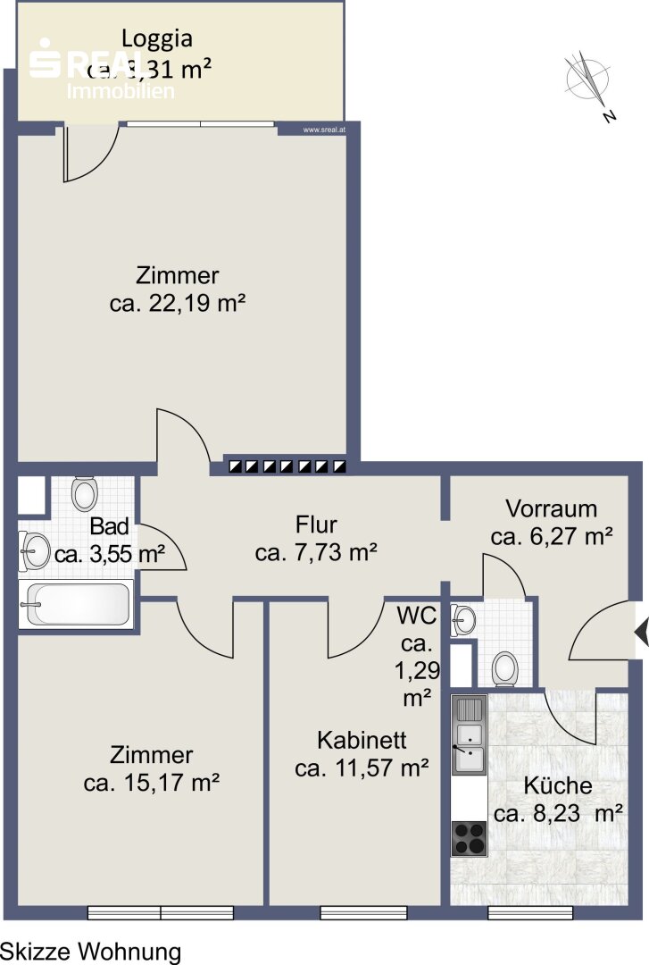 Wohnung zum Kauf 151.000 € 3 Zimmer Krems an der Donau Krems an der Donau 3500