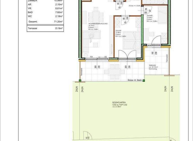 Wohnung zum Kauf - Erstbezug 550.000 € 3 Zimmer 71,2 m² Innere Stadt Klagenfurt am Wörthersee 9020