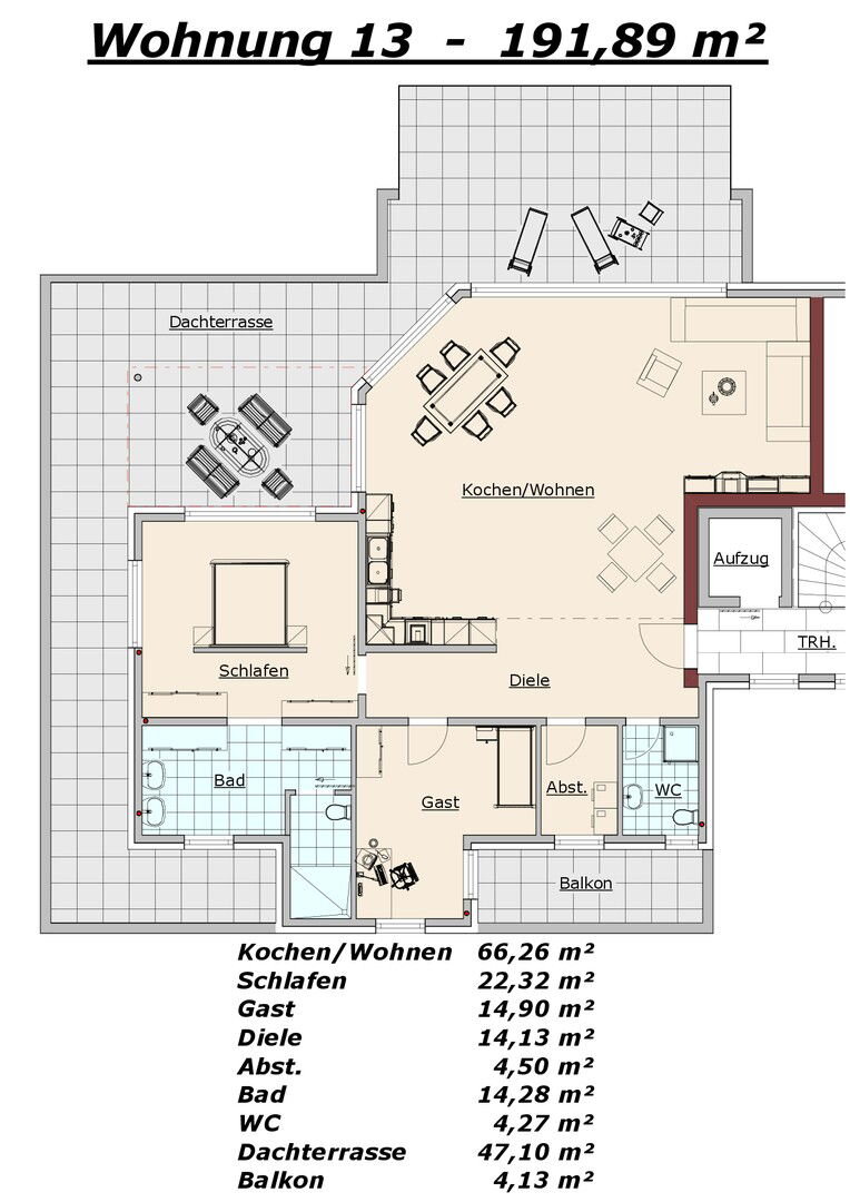 Penthouse zur Miete 1.800 € 3 Zimmer 192 m²<br/>Wohnfläche 3.<br/>Geschoss 01.02.2025<br/>Verfügbarkeit Paderborn - Kernstadt Paderborn 33102