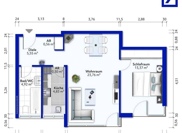 Wohnung zum Kauf 169.000 € 2 Zimmer 53 m² Lehesterdeich Bremen 28357