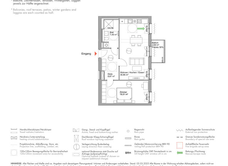 Wohnung zum Kauf - Neubau 560.000 € 2 Zimmer 68,4 m²<br/>Wohnfläche EG<br/>Geschoss Schwedische Allee 37 Krampnitz Potsdam 14476