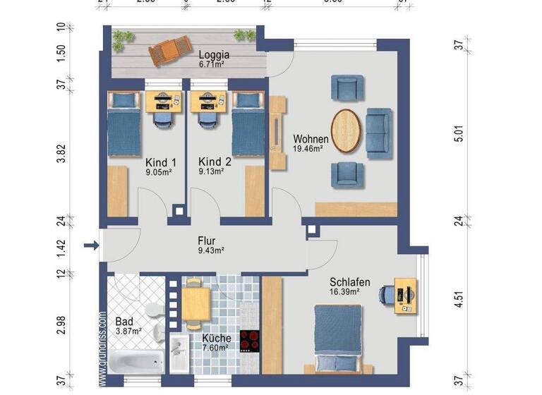Wohnung zum Kauf 165.000 € 4 Zimmer 74,4 m² 1. Geschoss Schleswig 24837