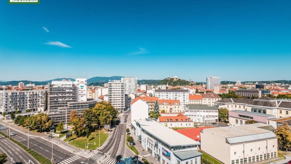 Wohnung zur Miete - Erstbezug 1.090 € 4 Zimmer 87,3 m² 8. Geschoss frei ab 01.05.2026 Kärntner Straße 1 Gries Graz 8020