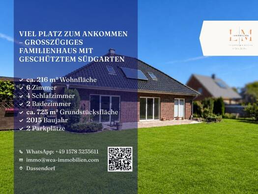 Einfamilienhaus zur Miete 2.900 € 6 Zimmer 216 m² 725 m² Grundstück Dassendorf 21521