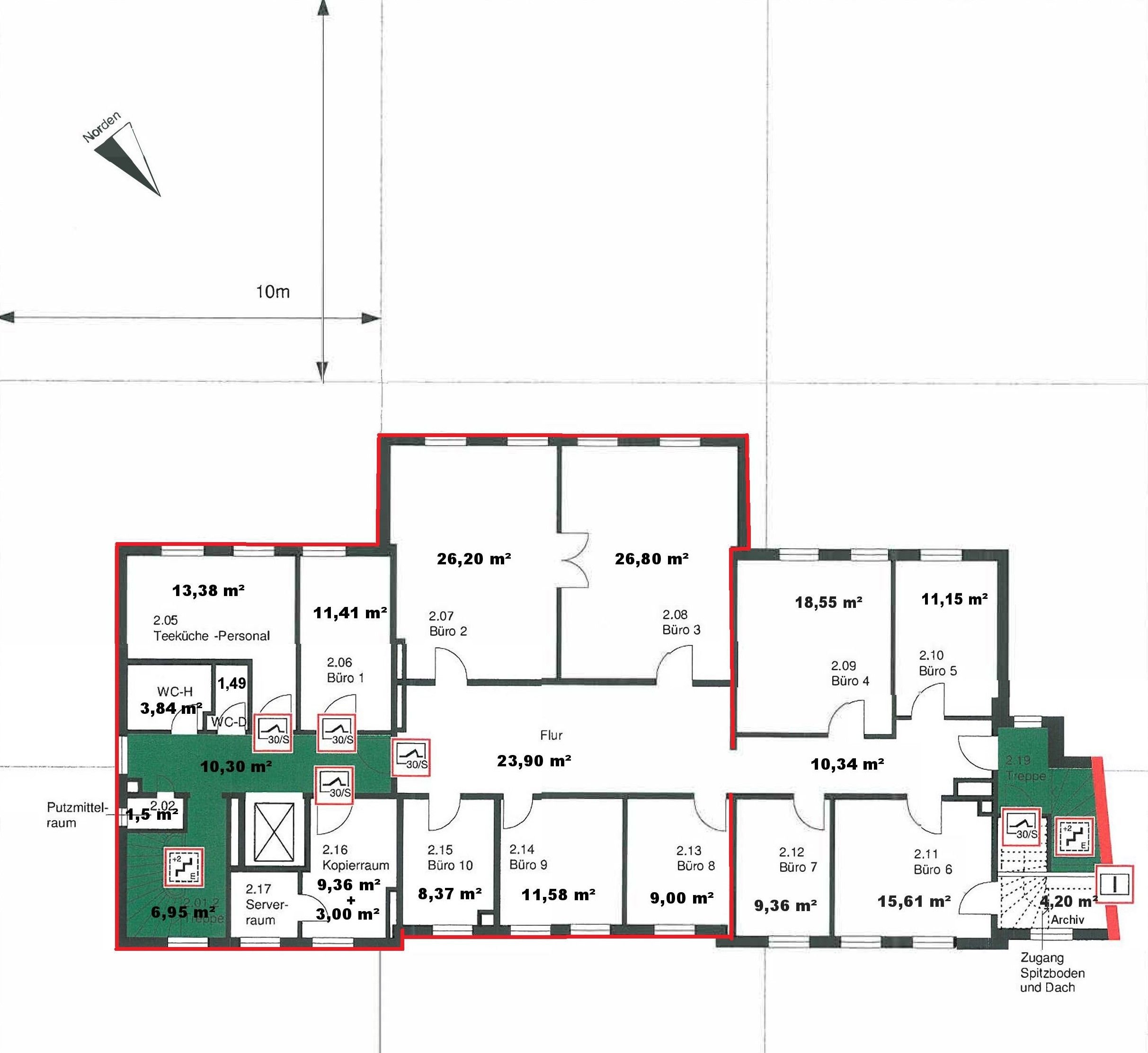 Bürofläche zur Miete 1.480 € 6 Zimmer 148 m²<br/>Bürofläche Klosterstraße 26 Altstadt Schwerin 19053