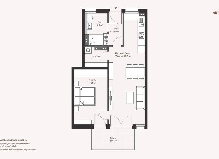 Wohnung zum Kauf provisionsfrei 289.000 € 2 Zimmer 54,3 m² 1. Geschoss frei ab 01.07.2027 Drosselweg Wachendorf Cadolzburg 90556