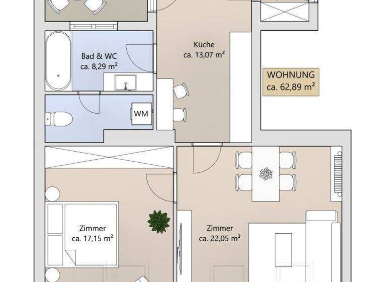 Wohnung zum Kauf 265.000 € 2 Zimmer 63,1 m² 3. Geschoss Wien 1120