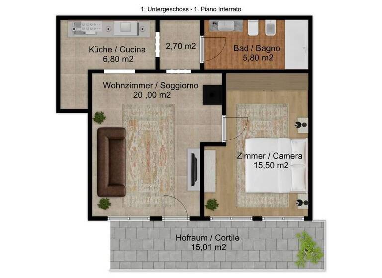 Wohnung zum Kauf 275.000 € 2 Zimmer 74 m² 1. Geschoss Ritten 39054