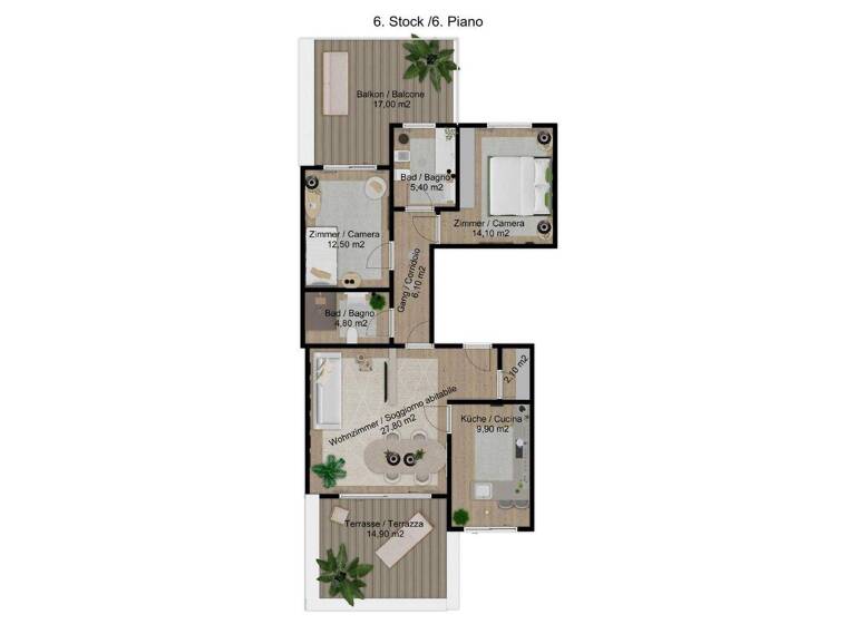 Studio zum Kauf 600.000 € 3 Zimmer 113 m² 7. Geschoss Bozen 39100