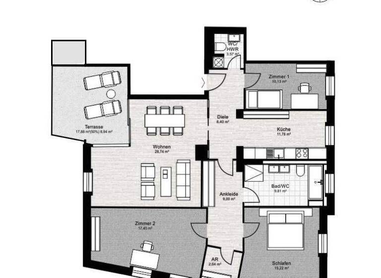 Penthouse zur Miete 2.420 € 4 Zimmer 128 m² frei ab 01.05.2026 Nauener Vorstadt Potsdam 14469