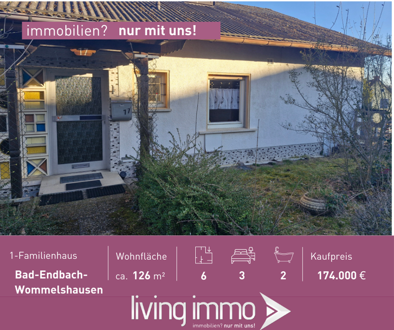 Einfamilienhaus zum Kauf 174.000 € 6 Zimmer 126 m² 763 m² Grundstück frei ab sofort Nordring 17 Wommelshausen Bad Endbach Wommelshausen 35080