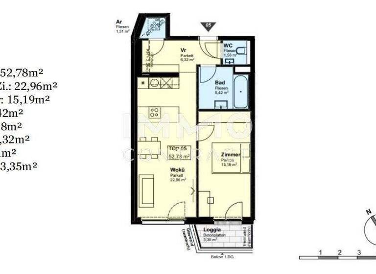 Wohnung zum Kauf - Erstbezug provisionsfrei 310.000 € 2 Zimmer 52,8 m² Wien 1220
