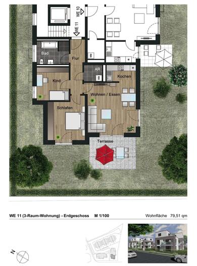 Terrassenwohnung zur Miete 835 € 3 Zimmer 79,5 m² EG Külzauer Weg 5h Möser Lostau 39291