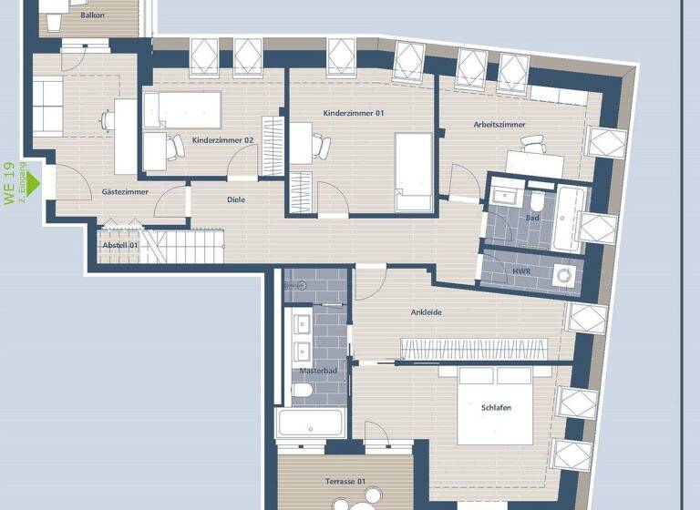 Penthouse zum Kauf - Erstbezug provisionsfrei 1.490.000 € 6 Zimmer 194,6 m² 5. Geschoss Schleußig Leipzig 04229