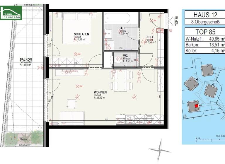 Wohnung zur Miete 628 € 2 Zimmer 49,9 m² 8. Geschoss Olga-Rudel-Zeynek-Gasse 12 Straßgang Graz 8054