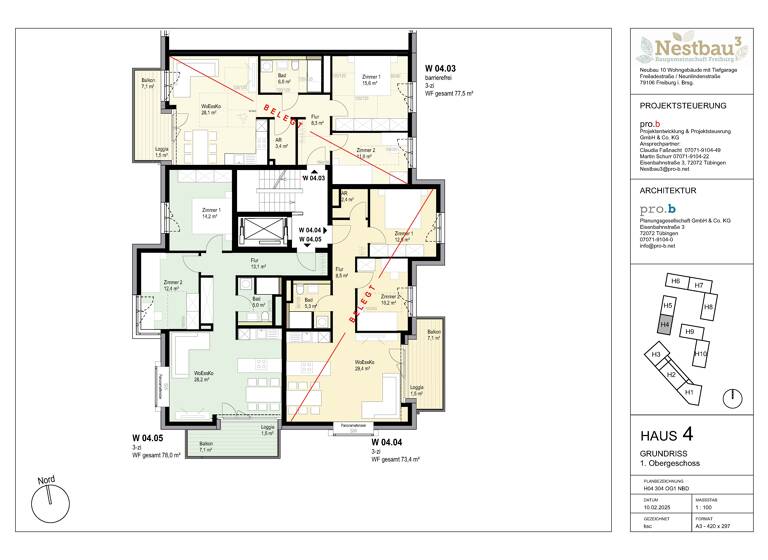 Wohnung zum Kauf provisionsfrei 478.000 € 3 Zimmer 78 m²<br/>Wohnfläche 1.<br/>Geschoss ab sofort<br/>Verfügbarkeit Brühl Freiburg im Breisgau 79106