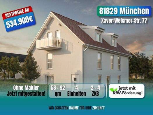 Wohnung zum Kauf - Neubau provisionsfrei als Kapitalanlage geeignet 749.900 € 4 Zimmer 90 m² Xaver-Weismor-Str. 77 Trudering-Riem München 81829