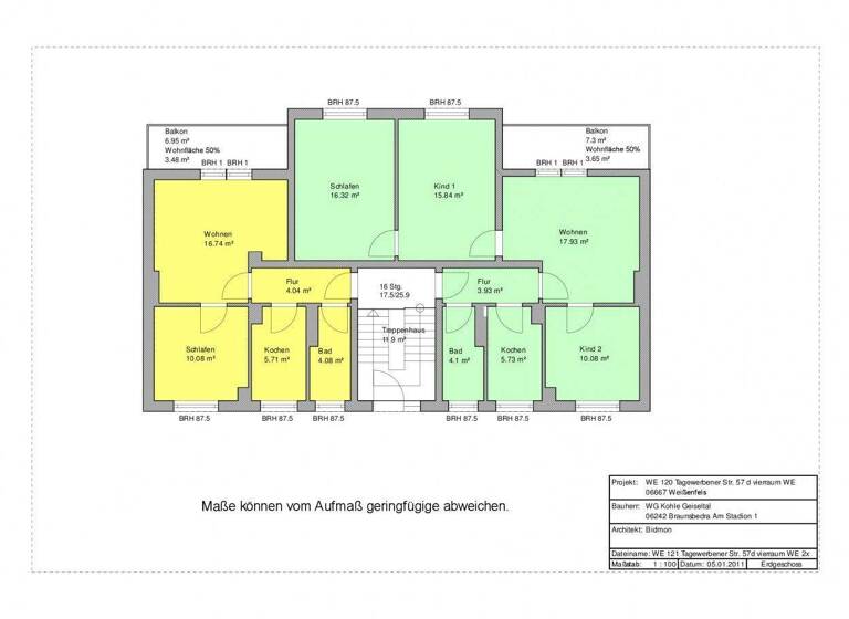 Wohnung zur Miete 319 € 2 Zimmer 45,5 m² 1. Geschoss Tagewerbener Str. 57d Weißenfels 06667
